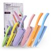 Hecef 6 Piece Kitchen Knife Set, Colorful Coated Stainless Steel Knives with Blade Guards