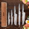 Hecef 11-Piece Kitchen Knife Set, Stonewashed Steel Ultra Sharp Japanese Knife with Roll Bag