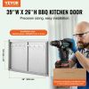 BBQ Access Door, 39W x 26H Inch Double Outdoor Kitchen Door, Stainless Steel Flush Mount Door, Wall Vertical Door with Handles and Hooks