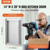 BBQ Access Door, 14W x 20H Inch Single Outdoor Kitchen Door, Stainless Steel Flush Mount Door, Wall Vertical Door with Handle, for BBQ Island